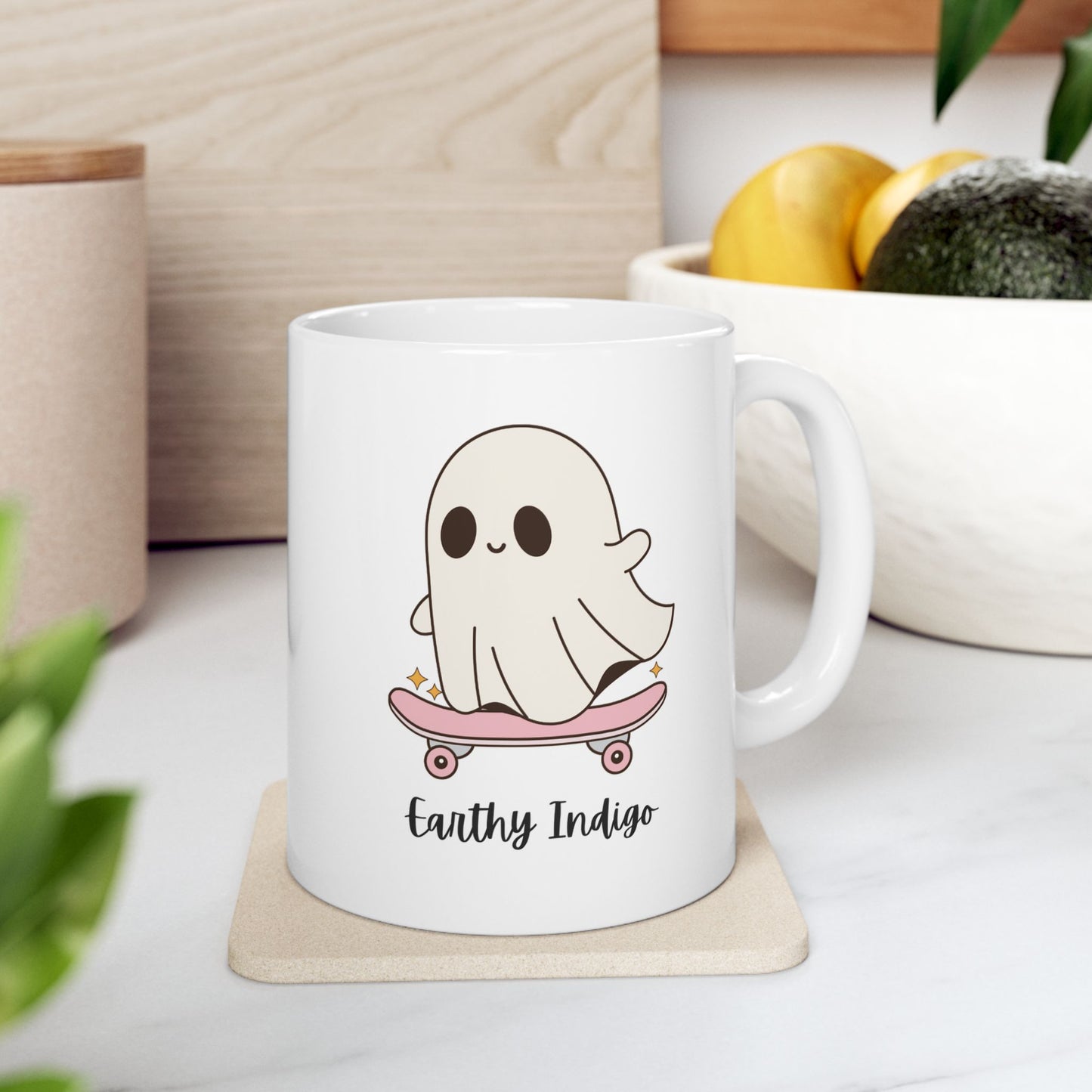 Skateboarding Ghost Ceramic Mug